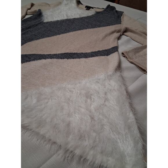 VTG Style & Co Size L Knit Sweater Tunic Dress Long Sleeve Fuzzy Fur Grandma - Picture 3 of 9